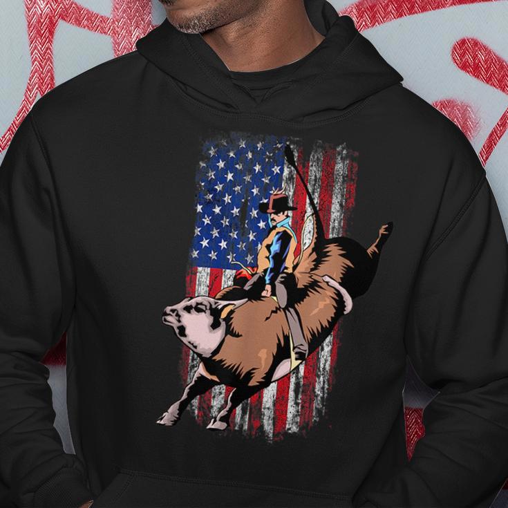 Bull Rider Bull Riding Cowboy Rodeo American Flag Rodeo Funny Gifts ...