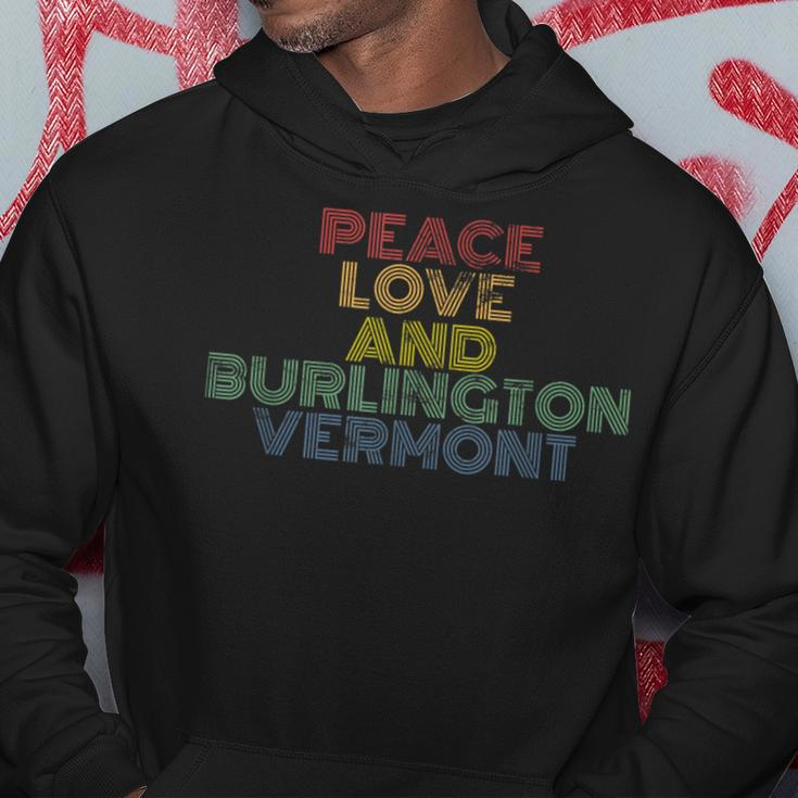 Burlington Vermont Peace Love Retro 70S Vintage Hoodie Unique Gifts