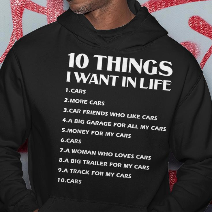 Car Lover Funny Gift | Ten Things I Want In Life Car Hoodie Unique Gifts