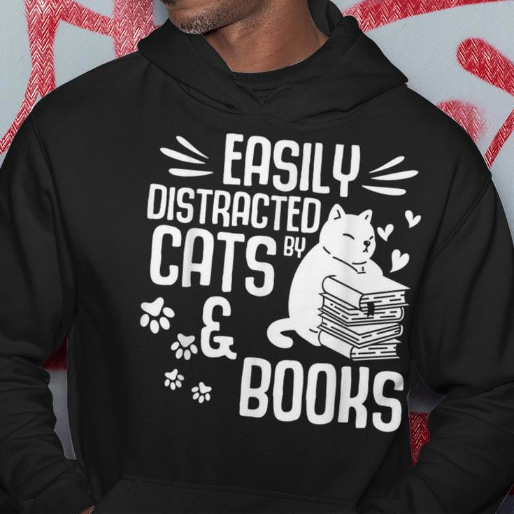 Cat Book Easily Distracted By Cats And Books Gift Girls Boys Hoodie Unique Gifts