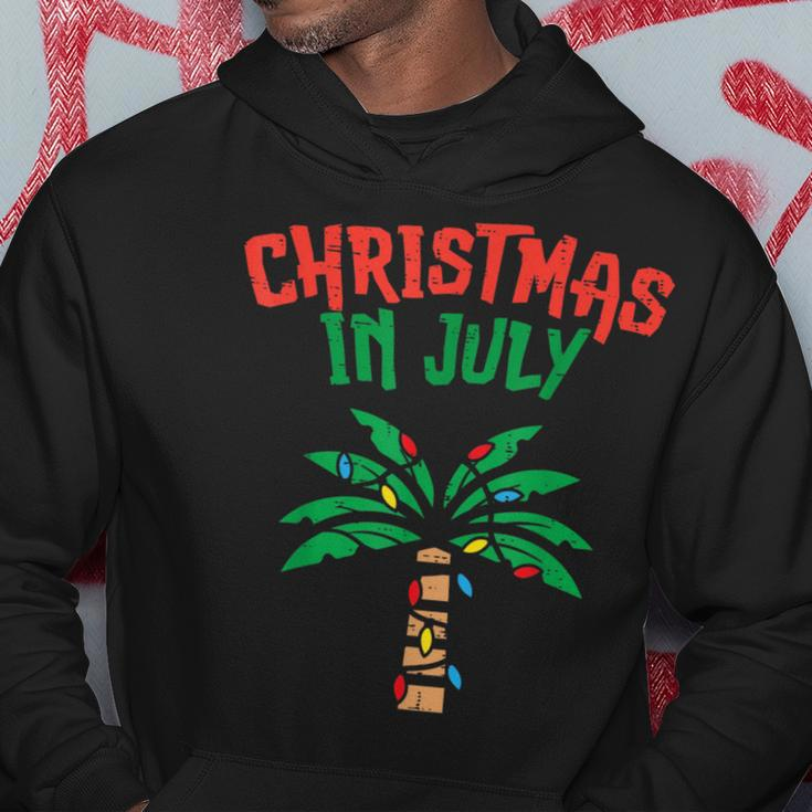 Christmas In July Palm Tree Lights Tropical Summer Christmas Hoodie Unique Gifts