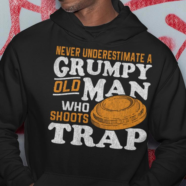 Clay Target Shooting Never Underestimate Grumpy Old Man Trap Hoodie Funny Gifts