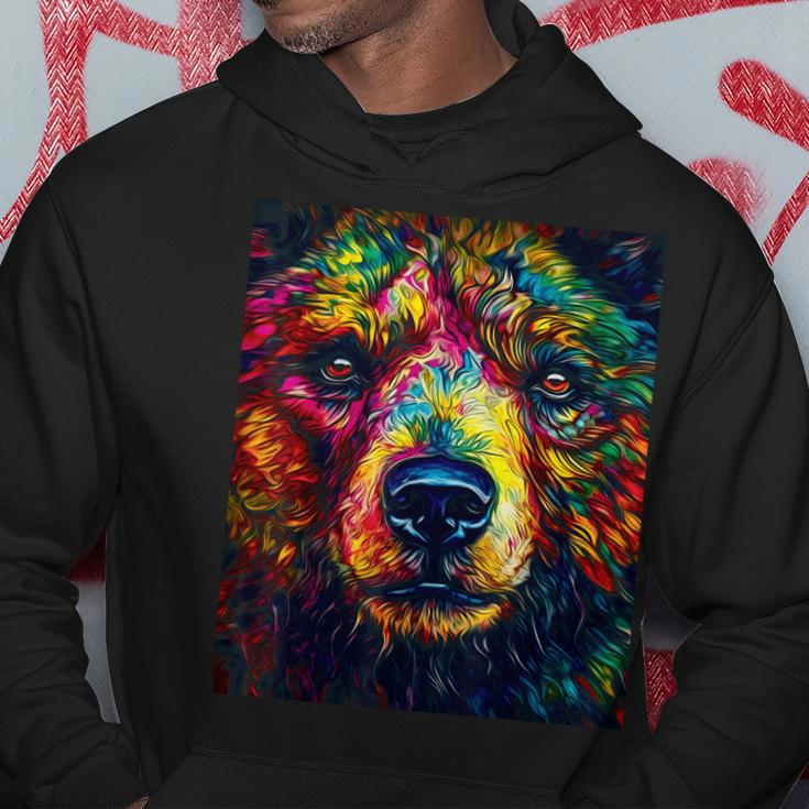 Colorful Grizzly Bear Closeup Hoodie Unique Gifts