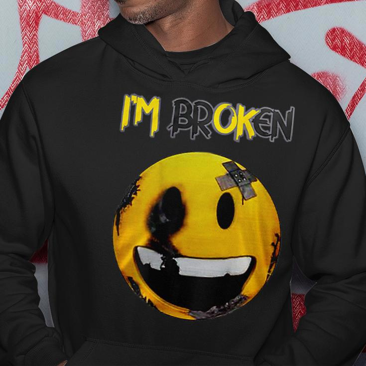 Confused Smile Im Broken Invisible Illness Im Ok Broken Hoodie Unique Gifts