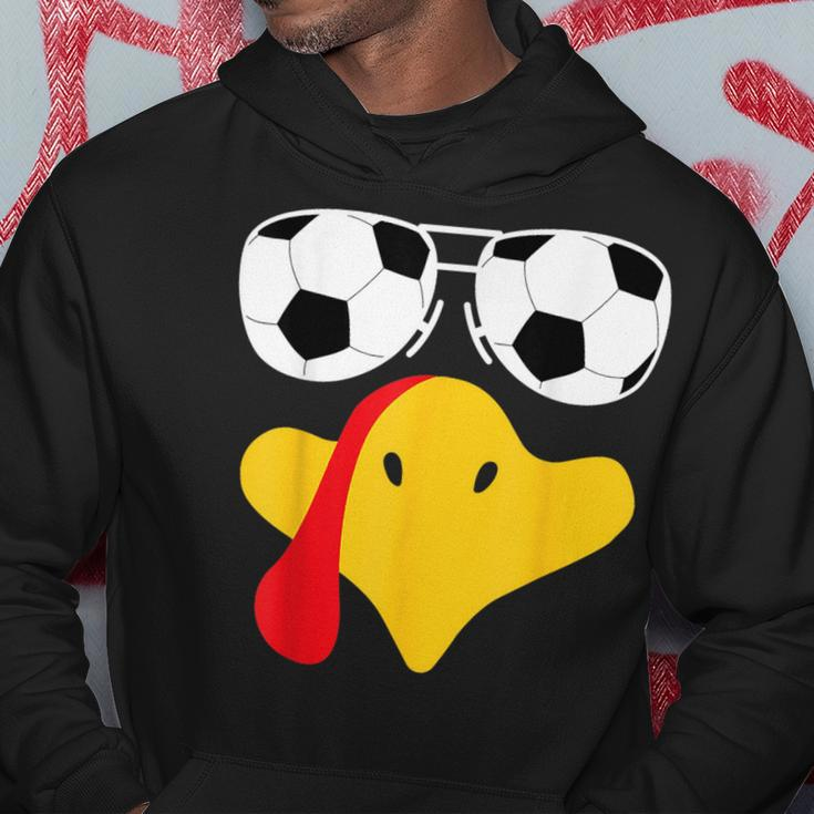 Cool Turkey Face With Soccer Sunglasses Thanksgiving Hoodie Funny Gifts