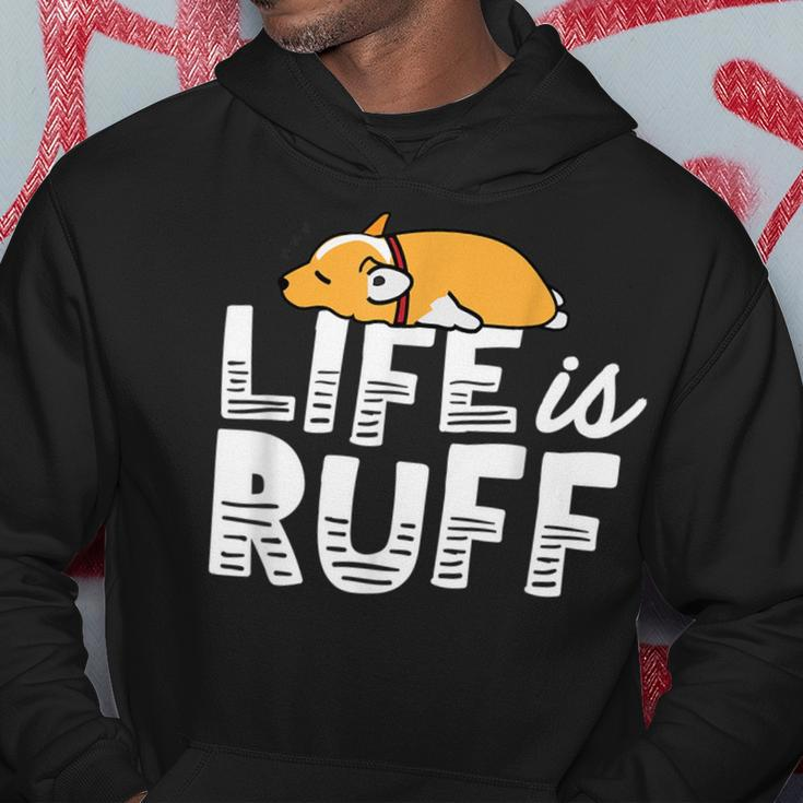 Corgi Dog Funny Meme Life Is Ruff Tired Lazy Sleep Too Much Hoodie Unique Gifts