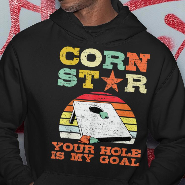 Corn Star Your Hole Is My Goal Vintage Cornhole Funny Player Hoodie Unique Gifts