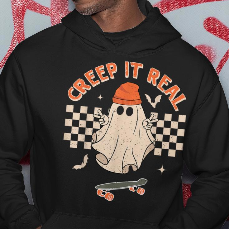 Creep It Real Skateboarding Ghost Retro Halloween Costume Hoodie Unique Gifts