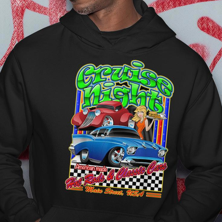 Cruise Night Hot Rod Muscle Car Cartoon Graphic Cruise Funny Gifts Hoodie Unique Gifts