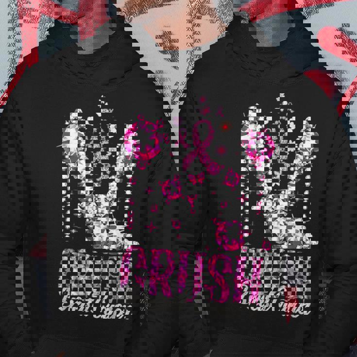 Crush Breast Cancer Awareness Bling Pink Ribbon Hoodie Personalized Gifts