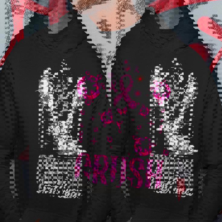 Crush Breast Cancer Pink Bling High Heels Ribbon Hoodie Personalized Gifts