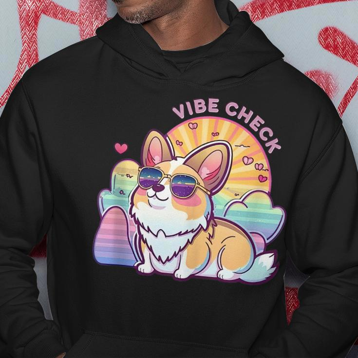 Cute Corgi Vibe Check National Pet Day For Kid Man Woman Hoodie Unique Gifts