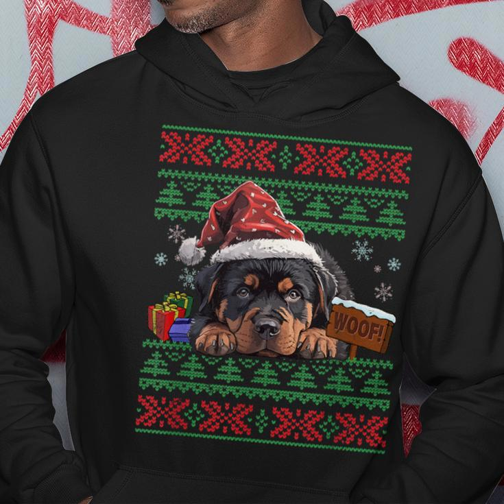 Cute Rottweiler Dog Lover Santa Hat Ugly Christmas Sweater Hoodie Unique Gifts