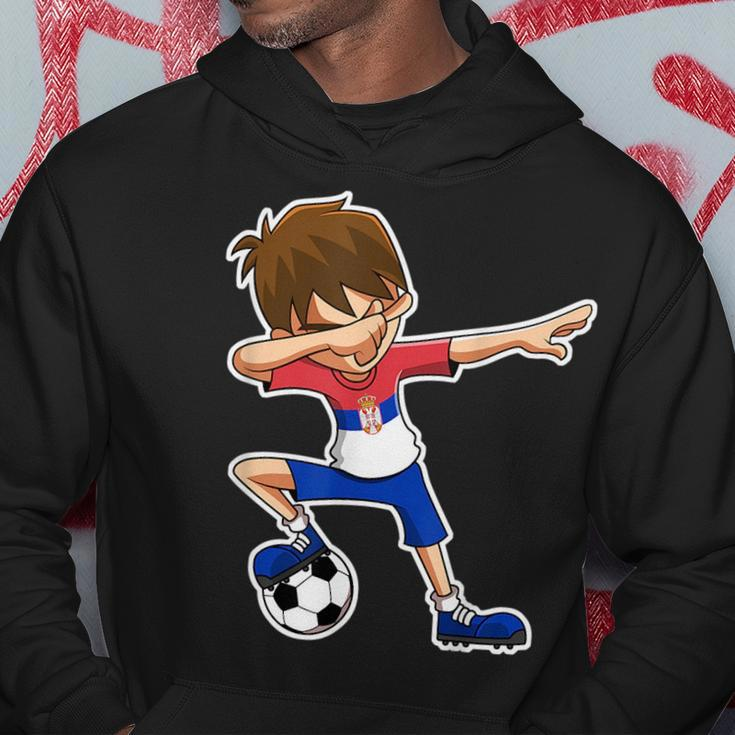 Dabbing Soccer Boy Serbia Serbian Flag Jersey Hoodie Unique Gifts