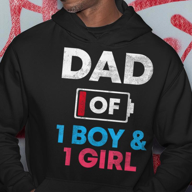 Dad Of 1 Boy And 1 Girl Battery Low Daddy Fathers Day Gift Hoodie Unique Gifts