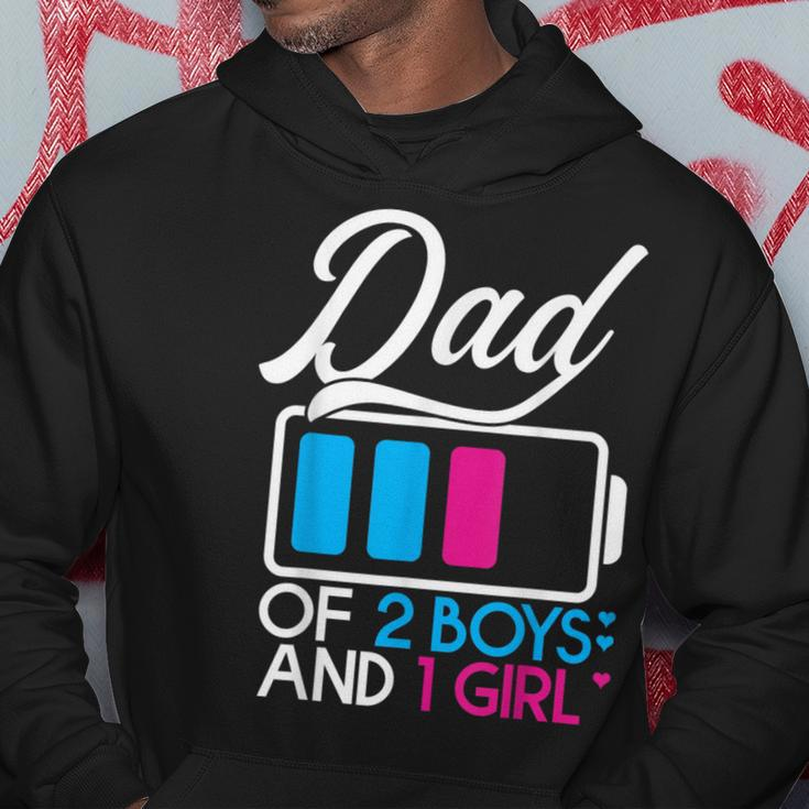 Dad Of 2 Boys And 1 Girl Battery Fully Fathers Day Birthday Hoodie Unique Gifts