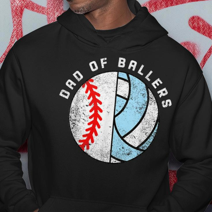 Dad Of Ballers Funny Baseball Volleyball Dad Daddy Papa Hoodie Funny Gifts