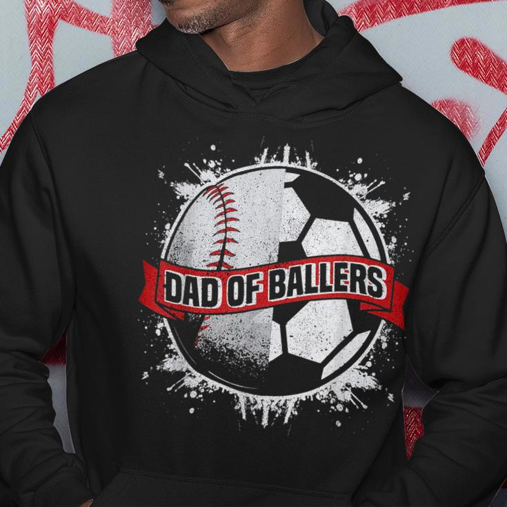 Dad Of Both Baseball Soccer Dad Of Ballers Fathers Day Men Hoodie Unique Gifts