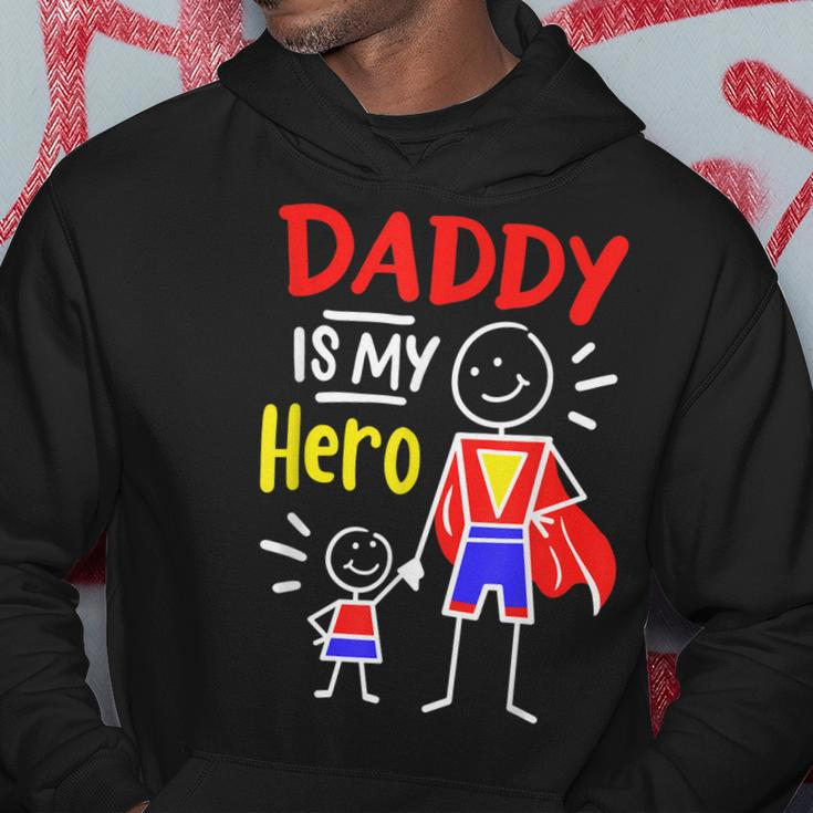 Daddy Is My Hero Cool Best Dad Fathers Day Cool Kids Hoodie Funny Gifts