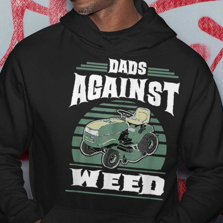 Dads Against Weed Funny Gardening Lawn Mowing Lawn Mower Men Hoodie Funny Gifts