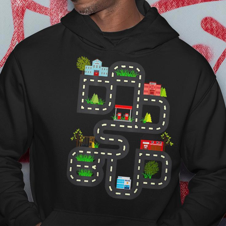 Dads Road Map Play Cars On Dad Back Hoodie Unique Gifts