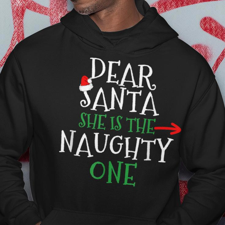 Dear Santa She Is The Naughty One Matching Couple Hoodie Unique Gifts