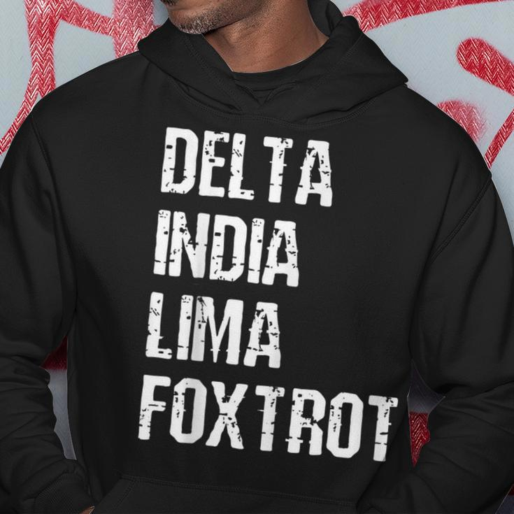 Delta India Lima Foxtrot Dilf Father Dad Funny Joking Hoodie Unique Gifts