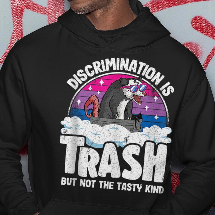Discrimination Is Trash Opossum Bisexual Pride Bi Pride Hoodie Unique Gifts