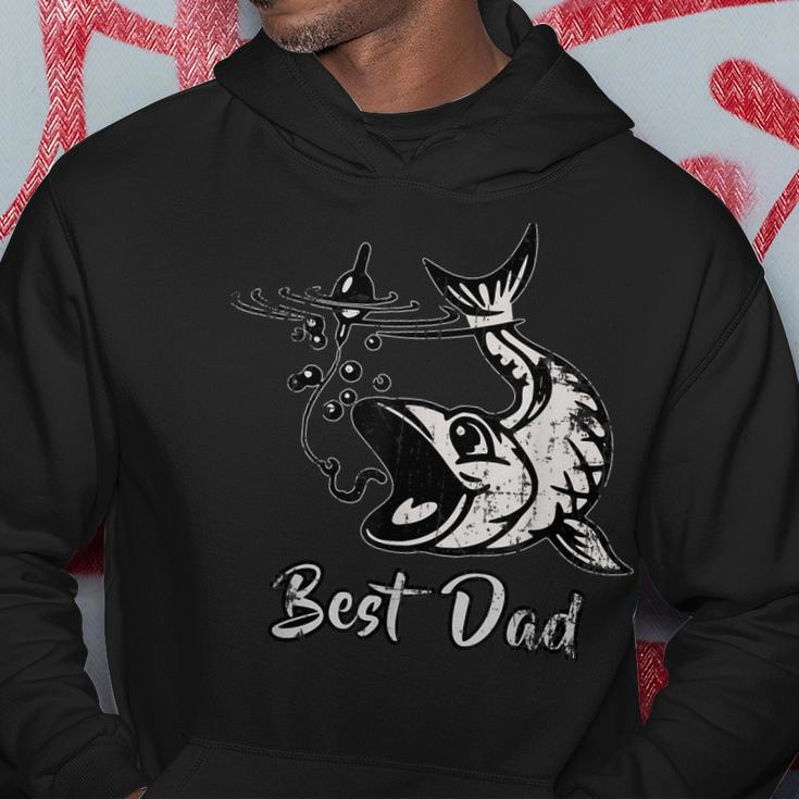 Distressed Fathers Day Best Dad Fishing Fish Father Gift For Mens Hoodie Unique Gifts