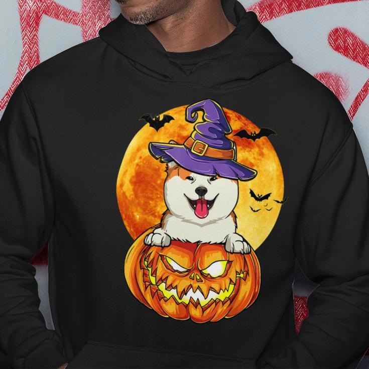 Dog Akita Witch Pumpkin Halloween Dog Lover Funny Hoodie Unique Gifts