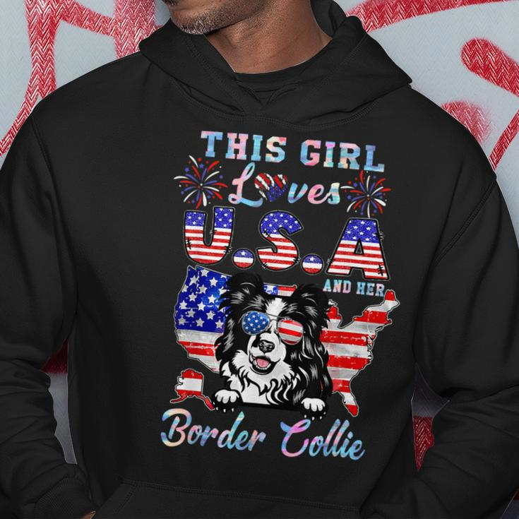Dog Border Collie This Girl Loves Usa And Her Dog Border Collie 4Th Of July Hoodie Unique Gifts