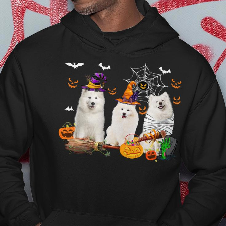 Dog Samoyed Three Samoyed Dogs Witch Halloween Mummy Scary Pumpkins 2 Hoodie Unique Gifts