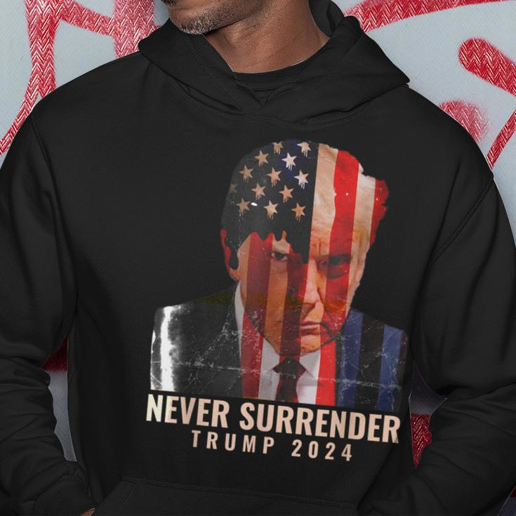 Donald Trump Never Surrender President 2024 Trump Shot Hoodie Unique Gifts