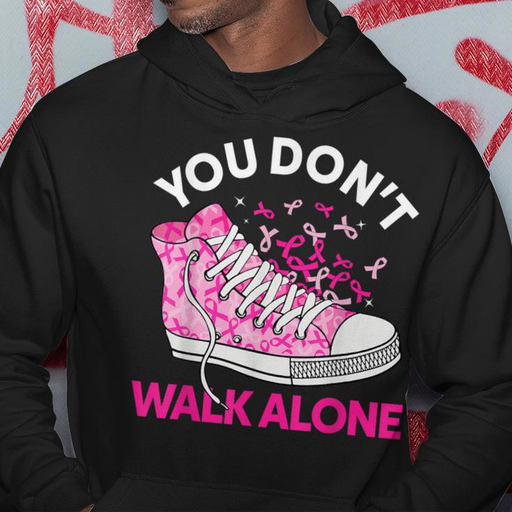 You Don't Walk Alone Pink Shoes Ribbon Breast Cancer Warrior Hoodie Unique Gifts