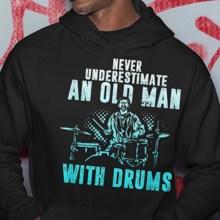 Drummer Apparel Never Underestimate An Old Man With Drums Hoodie Funny Gifts