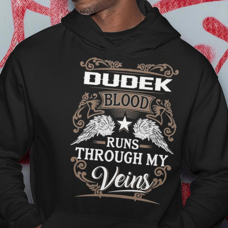 Dudek Name Gift Dudek Blood Runs Through My Veins Hoodie Funny Gifts