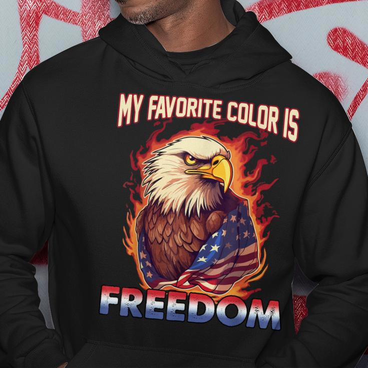 Eagle American Flag My Favorite Color Is Freedom Patriotic Hoodie Unique Gifts