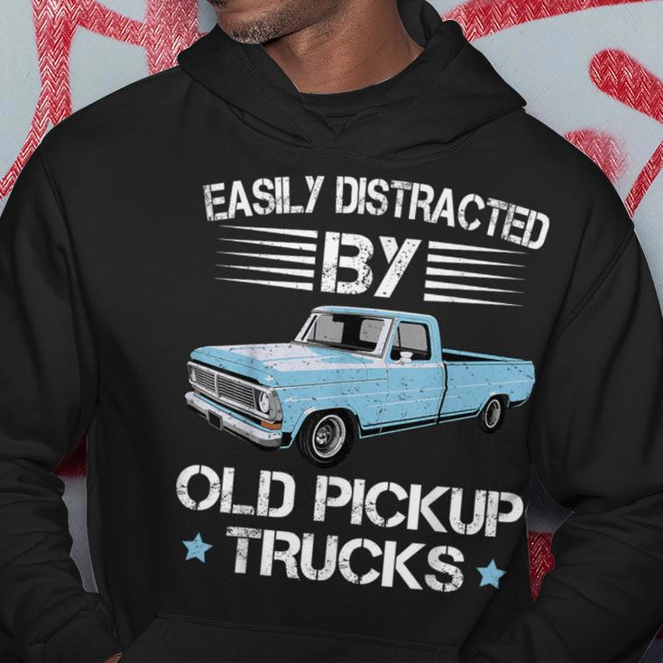 Easily Distracted By Old Pickup Trucks Trucker Hoodie Funny Gifts