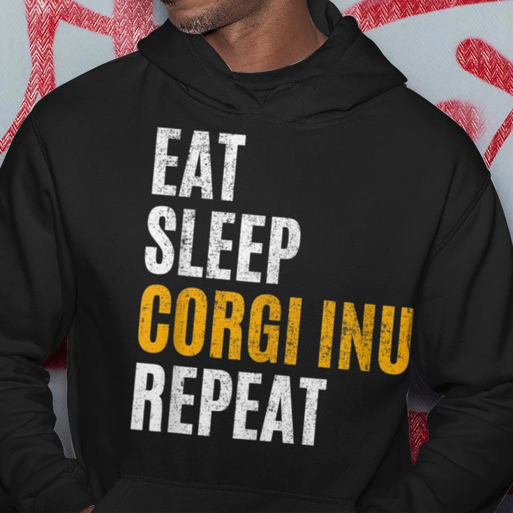Eat Sleep Corgi Inu Repeat Vintage Retro Hoodie Unique Gifts