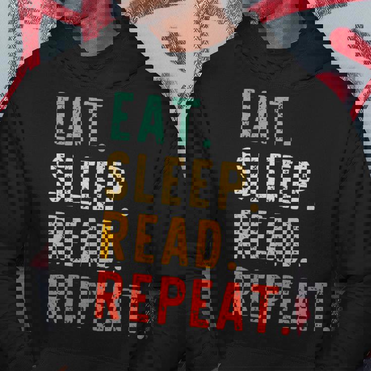 Eat Sleep Read Repeat Book Reading Reader Retro Vintage Reading Funny Designs Funny Gifts Hoodie Unique Gifts
