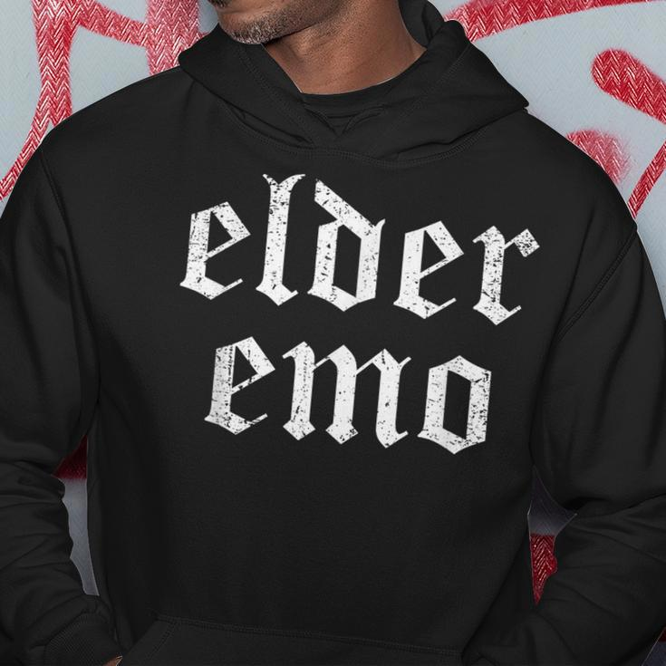 Elder Emo Gothic Text Joke Funny Old Emo Fans Hoodie Unique Gifts