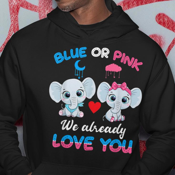 Elephant Baby Pink Or Blue We Already Love You Gender Reveal Hoodie Unique Gifts