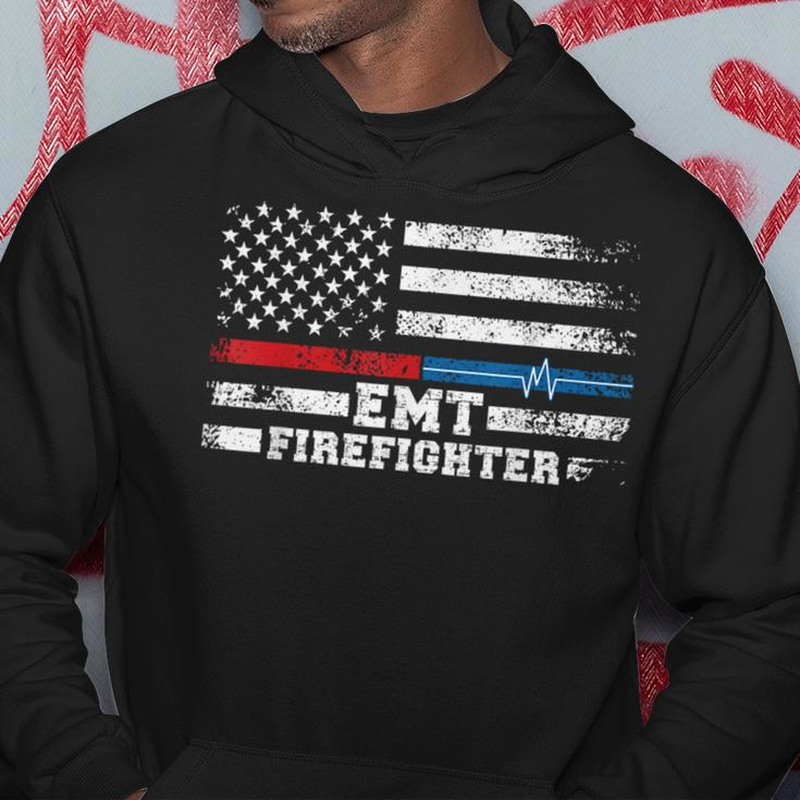 Emt Firefighter American Flag Proud Firefighter Emt Hoodie Personalized Gifts