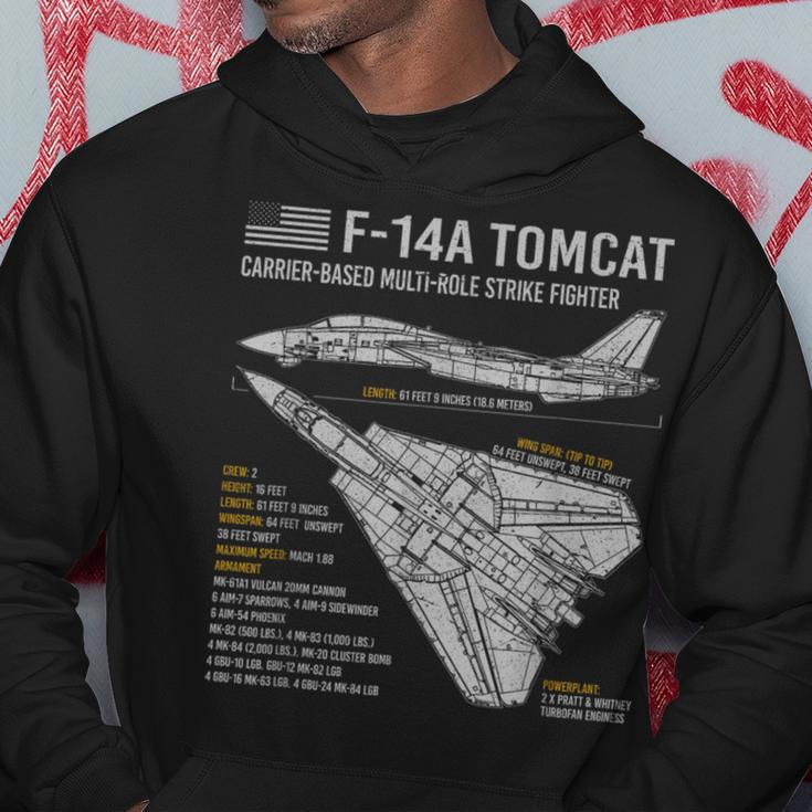 F14 Tomcat F14 Aircraft Airplane Blueprint Facts Hoodie Unique Gifts