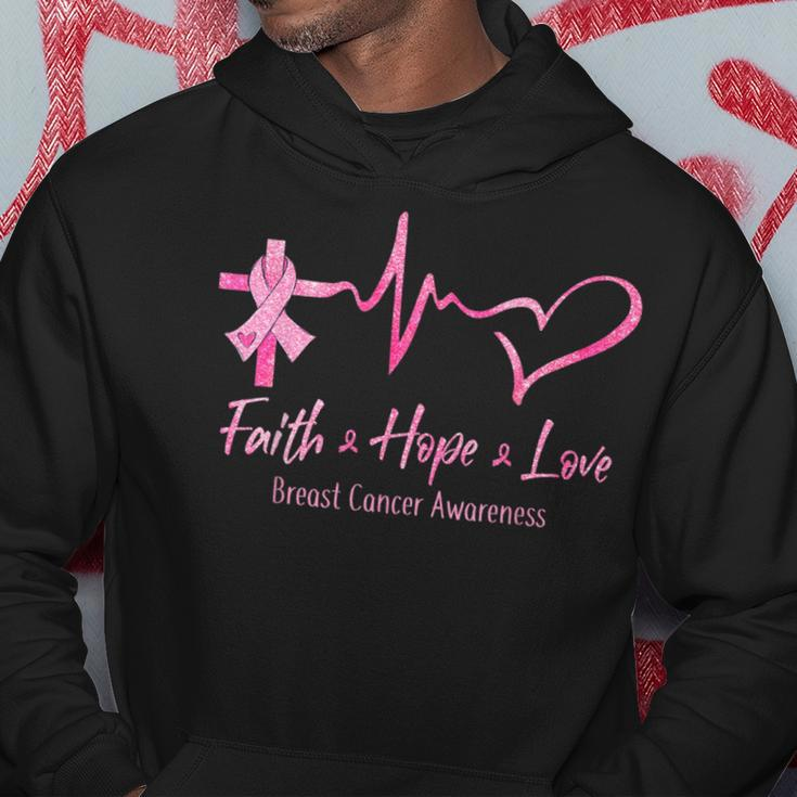 Faith Hope Love Breast Cancer Awareness Ribbon Heartbeat Hoodie Unique Gifts