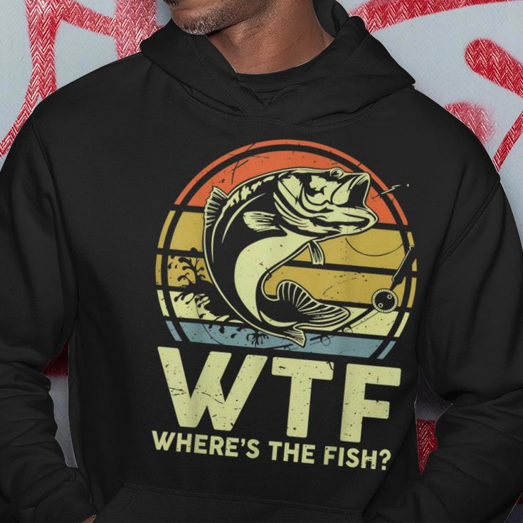 Father Day Fishing Wtf Wheres The Fish Vintage Fishing Gift For Mens Hoodie Unique Gifts