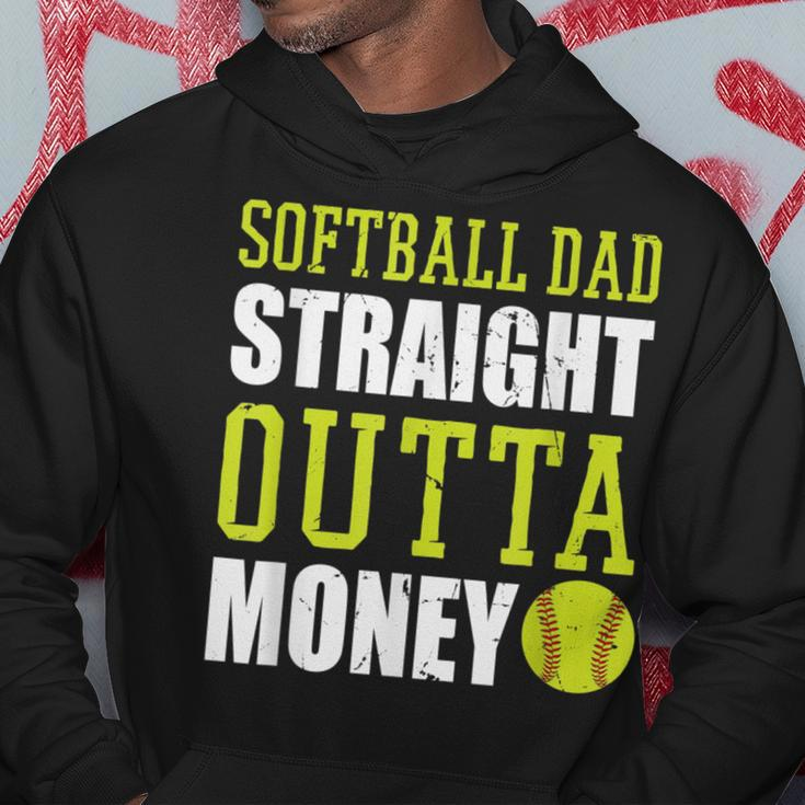 Fathers Day Softball Dad Straight Outta Money Hoodie Funny Gifts