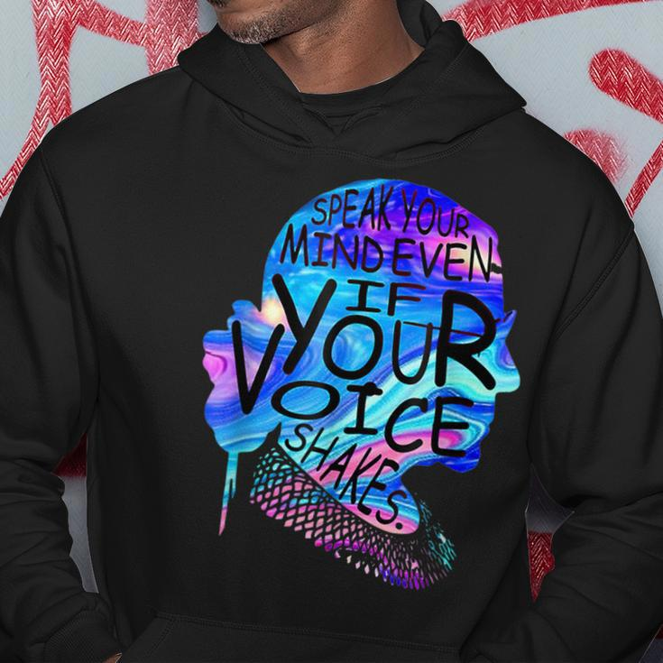 Feminist Rbg Speak Your Mind Even If Your Voice Shakes Quote Hoodie Unique Gifts