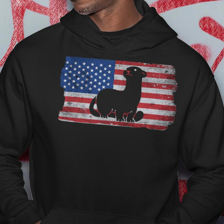 Ferret With The Usa Flag United States Of America Retro Hoodie Unique Gifts