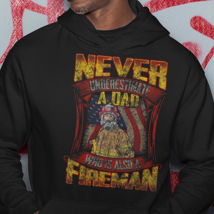 Firefighter Dad Never Underestimate Fireman Father Hoodie Funny Gifts
